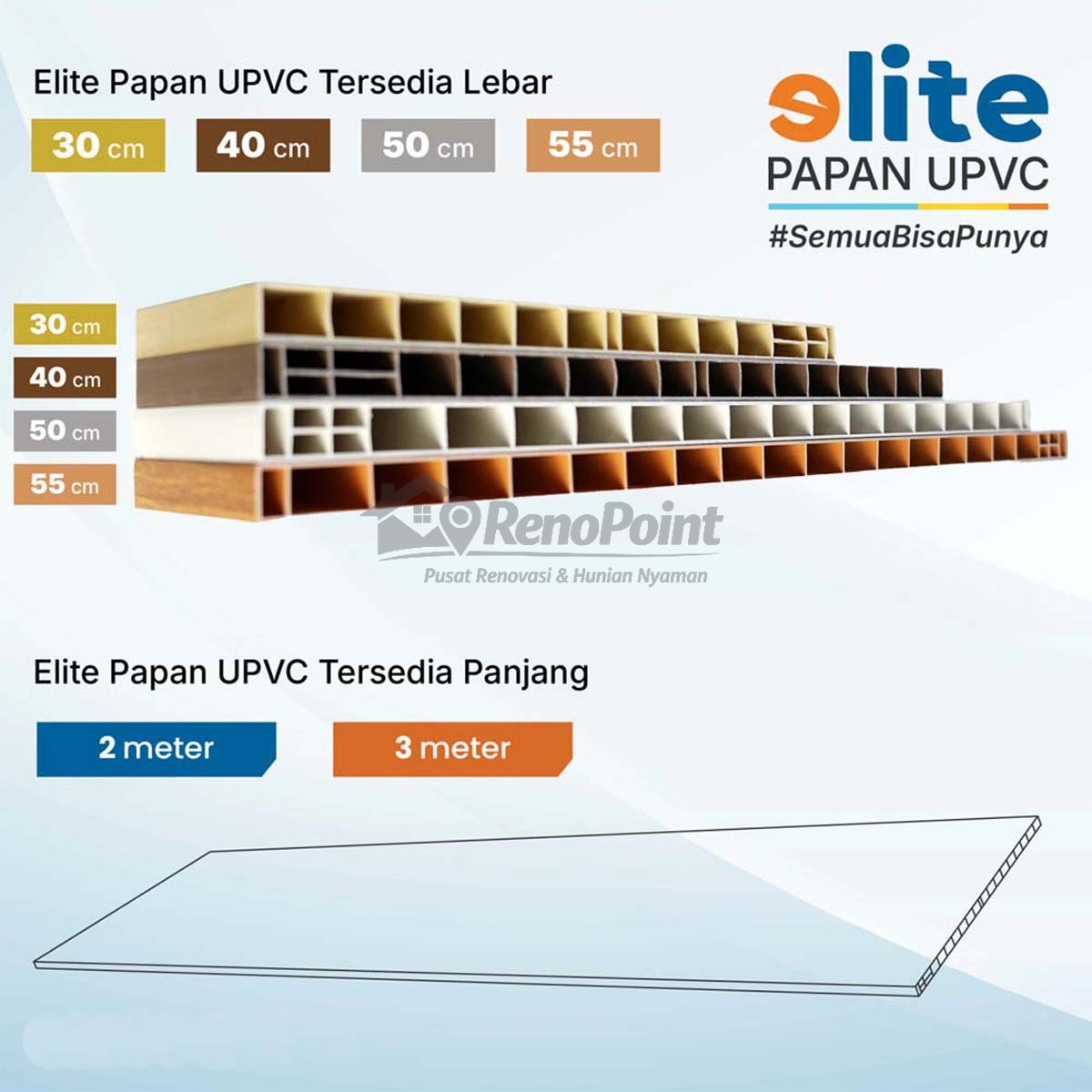 Papan PVC Elite Pearly White