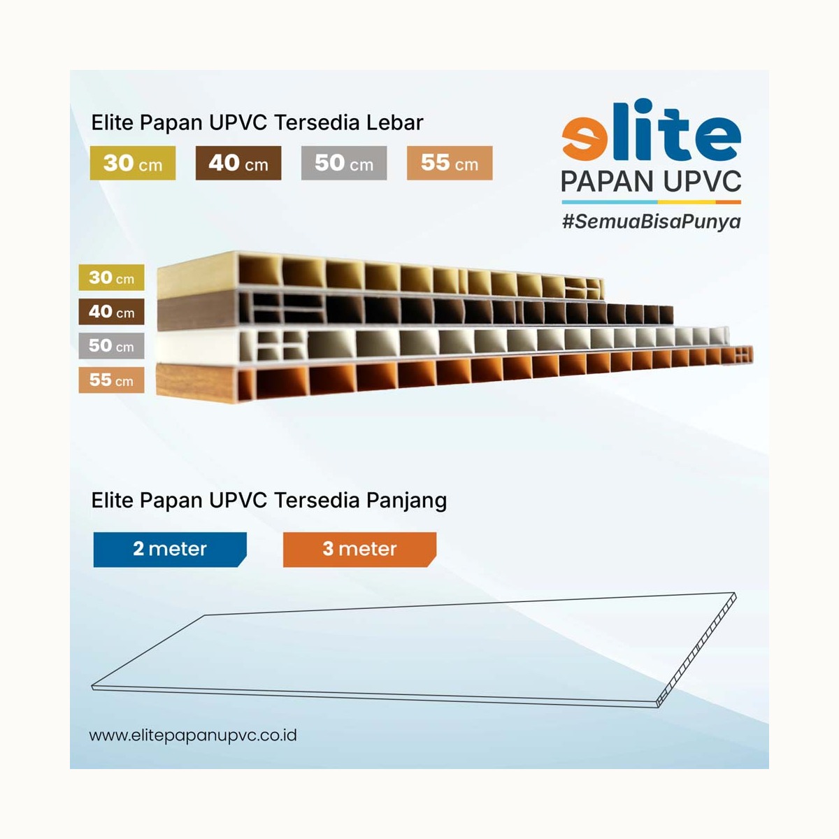 Papan PVC Elite Pearly White